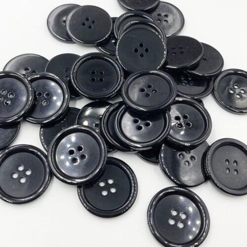 20pcs Big Plastic Overcoat Button Cloth sewing Appliques Black Color 25mm PT245
