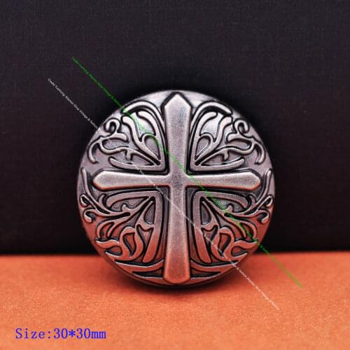 30mm DIY Antique Brass Plated Celtic Biker Cross Leathercraft Accessories Hardware Saddle Bridle Concho Screwback
