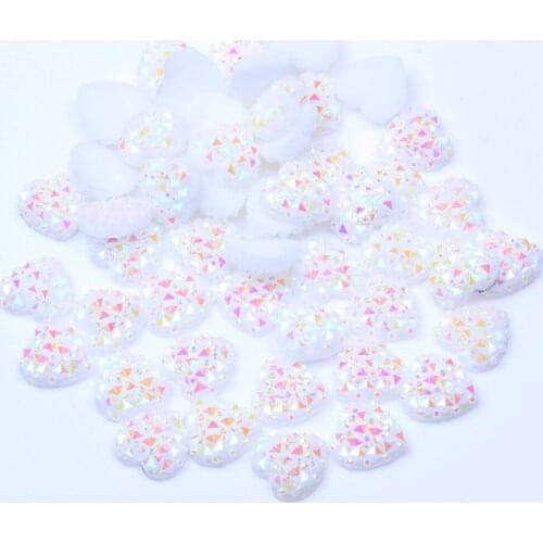 40pcs 12mm Resin Heart Shape Flatback Non Hotfix Gems Rhinestone High Luster Beads Wedding Dress DIY Nail Art Decoration