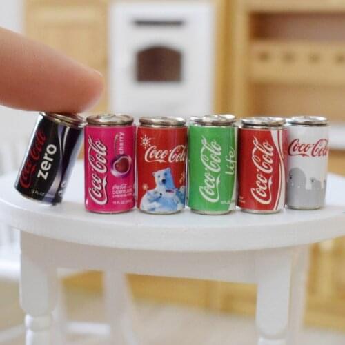 6PCS Mini Coke Miniature Dollhouse Doll Food Drinks Beverage Play Food Toy for 1/6 BJD