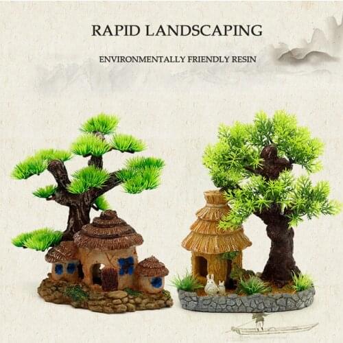 Aquarium Landscaping Rockery Pine Tree Decoration Accessories Fish Tank Landscaping Tree Resin Crafts Ornaments