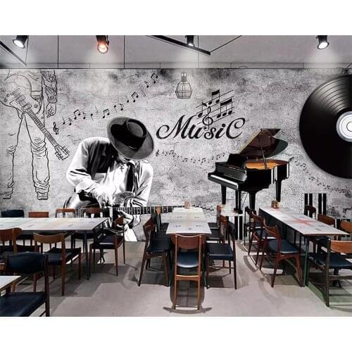 Beibehang papel de parede Custom hand-painted retro music theme decorative painting classic fashion 3d wallpaper papier peint