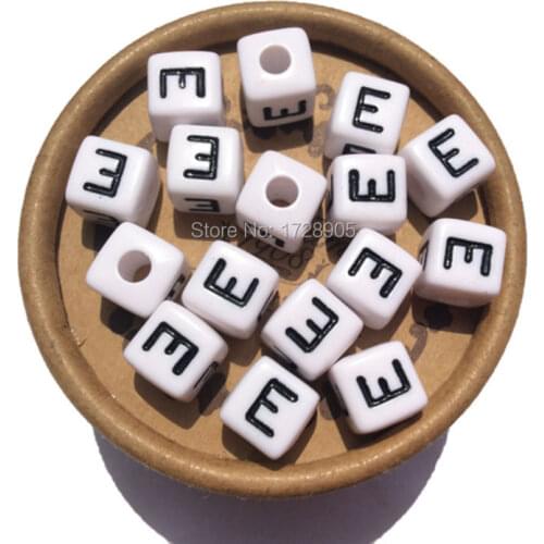 Beads for Kids Jewelry making Letter Beads White Beads 10mm 50pcs Acrylic Vowel Alphabet Beads Square Beads for Bracelet Bead