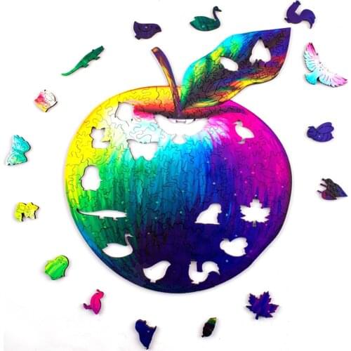 Apple Wooden Jigsaw Puzzles Mysterious Butterfly Puzzle Gift For Adults Kids Educational Puzzle Gift Interactive Games Toy