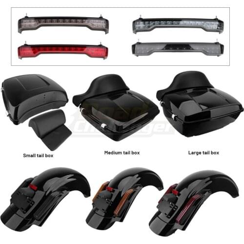 For Harley Touring Street Glide 14-20 Motorcycle LED CVO Style Rear Fender System Tour-Pak Tail Light King Chopped Backrest Pad