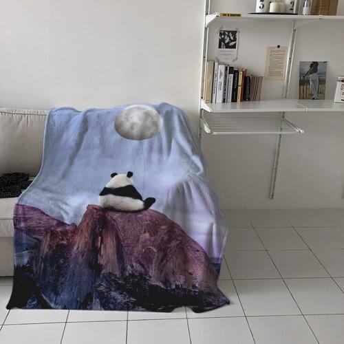 Home Soft Blankets Mountain Panda Moon Adult Children Bedroom Bed Sofa Throw Blankets Office Warm Air Conditioning Quilt