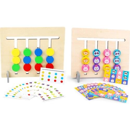 Double-Sided Wooden Four-Color Montessori Enlightenment Toys Logical Thinking Orientation Training Educational Montessori Game