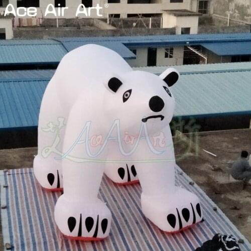 Giant animals model inflatable Polar bear replica,huge walking cartoon sea bear for winter advertising attractive promotion