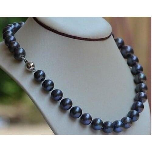 Hot Sell beautiful natural black blue akoya pearl 10-11mm 18 inch necklace