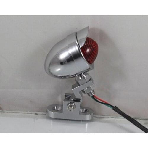 Chrome Motorcycle Brake Running Tail Light W/ Visor Cafe Racer Bobber Custom XL
