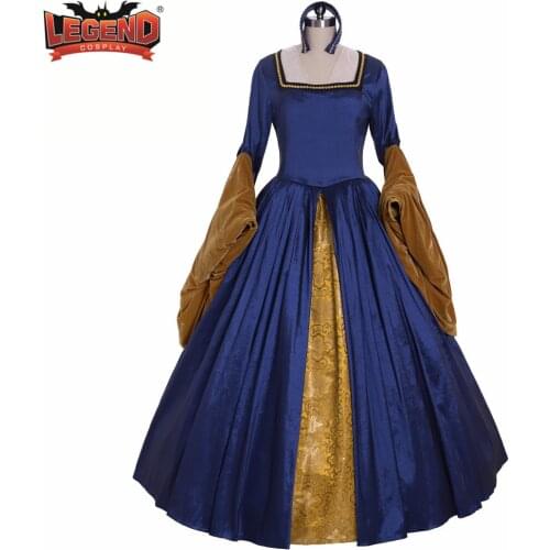 Victorian Queen Elizabeth Tudor Period Gothic Faire Tudor dress cosplay costume Anne Boleyn blue french dress royal court dress
