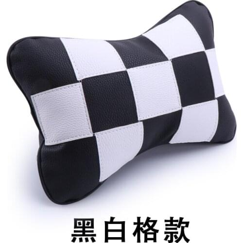MIN Car Neck Pillow Pu Leather head support protector Black and white case union jack Flag backrest cushion easy install Clean