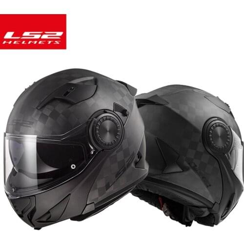 LS2 FF313 flip up 24K big lattice carbon fiber super run motorcycle helmet men locomotive racing car anti-fog visor