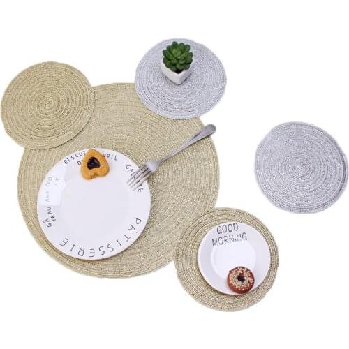 Nordic Placemat Cotton Yarn Round Dining Table Mat Handmade Non-slip Anti-Soup Plate Bowl Mat Cup Heat Pad