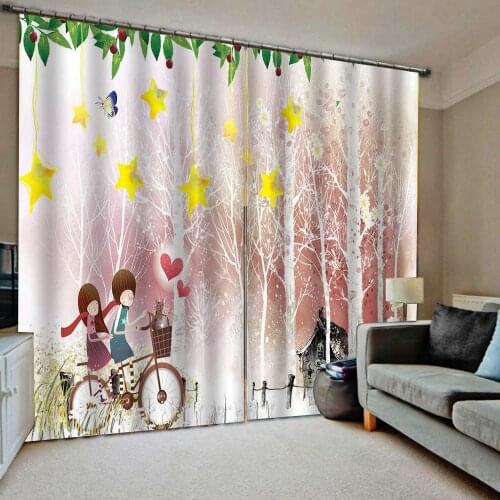 Romantic pink curtains girls curtain Window Blackout Luxury 3D Curtains set For Bed room Living room