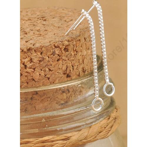 20Pcs Lot Findings 925 Sterling Silver Jewelry Box Line Chain Long Design Stud DIY Arrow Sparkling Earrings Design