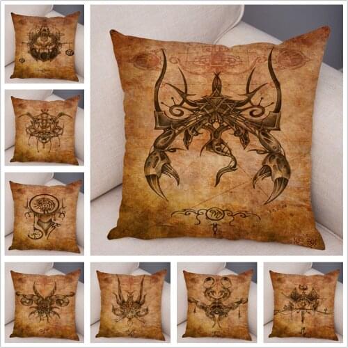 Super Soft Short Plush Vintage Constellations LOGO Cushion Cover Pillowcase Pillow for Sofa Car Home Decor Pillow Cover 45x45cm