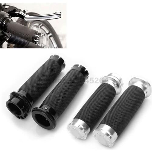 Universal Motorcycle 1"25mm Handle Bar Hand Grips Black/Chrome For Harley/Yamaha/Suzuki/Kawasaki