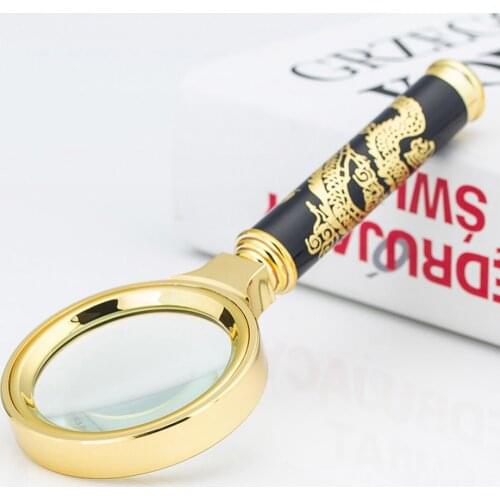 Portable Handheld Lightweight HD Magnifying Glass 60mm 70mm 80mm 90mm 100mm Retro Handle Magnifier Eye Loupe Glass Jewelry Book