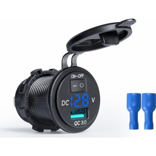 DIY Quick Charge QC 3.0 Waterproof USB Car Charger LED Voltmeter Switch 12-24V 18W For Car Marine Boat Rv Truck Camper Mobiles