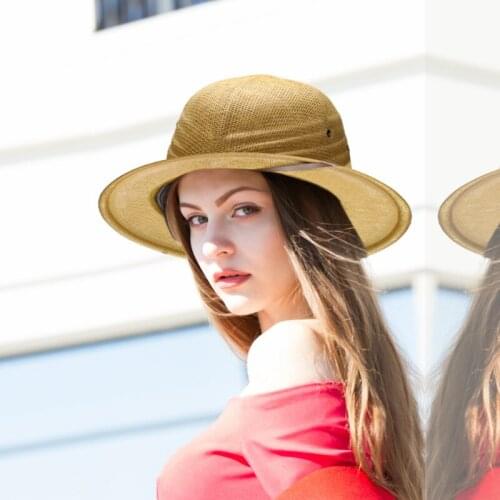 A178 Women Summer Equestrian Hat Viet Nam Helmet Hat Helmet Sun-resistant Outdoor Sunshade Straw Hats Outside Travel Caps