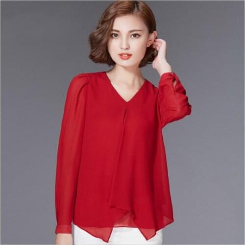 Plus Size Women Tops M-7XL Office Lady Summer Spring Chiffon Shirt Solid V-Neck Blouse Career Shirts White Pink