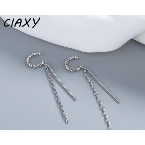CIAXY 925 Sterling Silver Non-pierced Ear-hook Earrings for Women Personality Twist Tassel Ear Bone Clip Ear Clip Trendy Jewelry