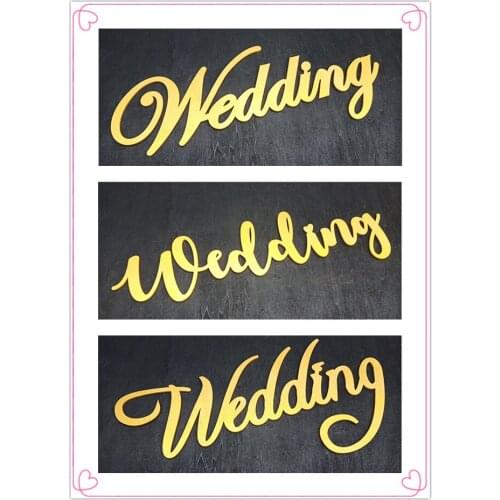 " Wedding" Words Gold Wedding Sign for Wedding Wall Background Decoration Wall Hanging Sign