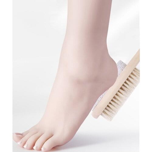 1PCS 2-in-1 Wood Foot Massage Brush Feet Exfoliating Remover Scrubber Tool Long Handle Bath Massage Brushes New