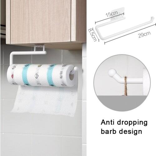 1pcs ABS Kitchen Paper Roll Holder Towel Hanger Rack Bar Cabinet Rag Hanging Holder Bathroom Organizer Shelf wzpi Wall Hooks