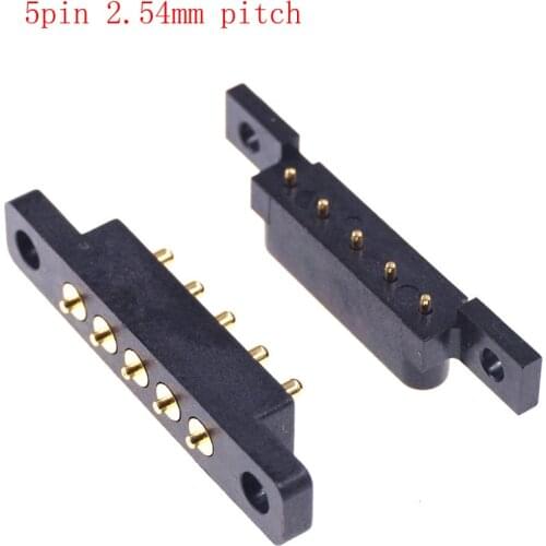 10 pcs Spring Loaded Connector Pogo Pin 5 Pin 2.54 MM Pitch Through Holes PCB straight board with screw holes for installation