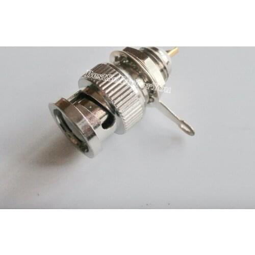 10x Connector BNC Male Plug Bulkhead Handle Solder Panel Mount Straight