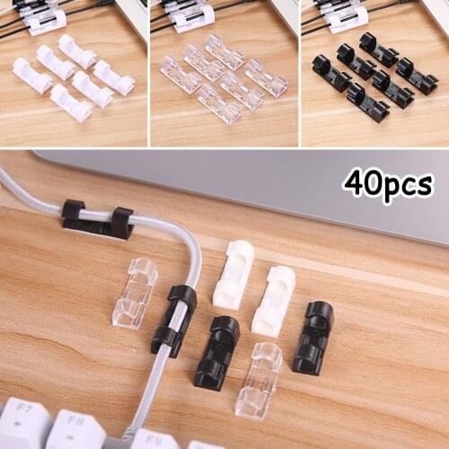 40Pcs Storage and Organization Clear Self Stick Convenient Back Adhesive For Home Wire, Network Cable, Data Cable Etc