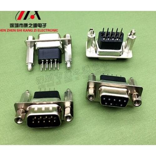 5pairs DP9 male/female head heightening and lengthening spearfork DB9 RS232 socket 180 degree welding plate type