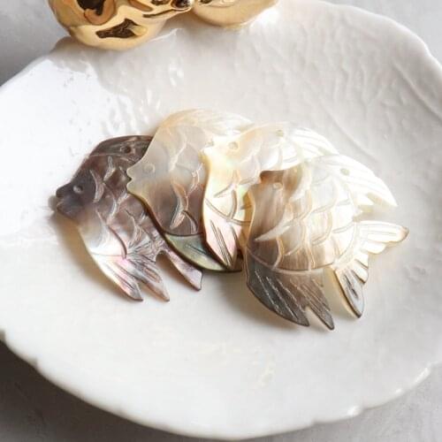 30*35MM 6Pcs 100% Natural Black Shell Fish Style Jewellery Earring Charms Beads Jewelry Accessories Findings