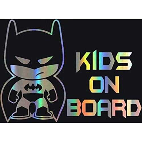 Car Sticker Kids Baby On Board 19*13.9cm Funny Car Decal Reflective Laser 3D Car Stickers Vinyl Car Styling Black Silver