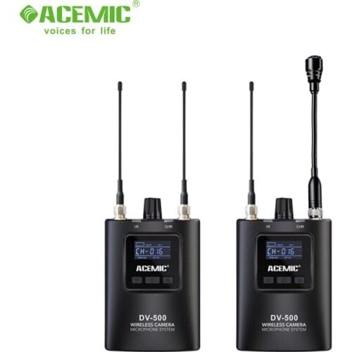 ACEMIC UHF Wireless Microphone System with Body-pack Transmitter Receiver Lavalier Microphone for Video Recording Interview