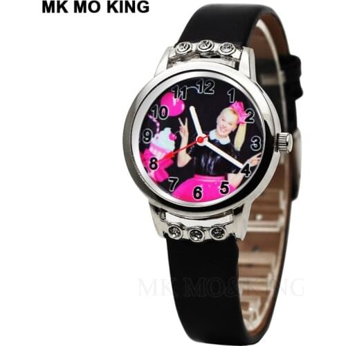 Candy Color Leather Childrens Watch Fashion Boy Black Cartoon Quartz Movement Clock Girl Princess Watch Child Birthday Gift