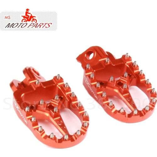 CNC orange Billet MX Foot Pegs Rests Pedals Footpegs For K SX SX-F EXC EXC-F Motorcycle Parts QXMOTOR Logo Free shipping