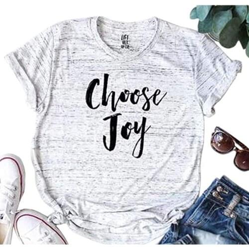 OKOUFEN Choose Joy T-shirt Casual Letter Printed Summer Short Sleeve Women Top Tee Female New Fashion Harajuku T Shirt Drop Ship