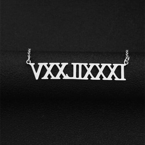 Customized Roman Numeral Pendant Necklace Box Chain Personalized Jewelry Rose Gold Custom Date Choker Child Birthday Gift