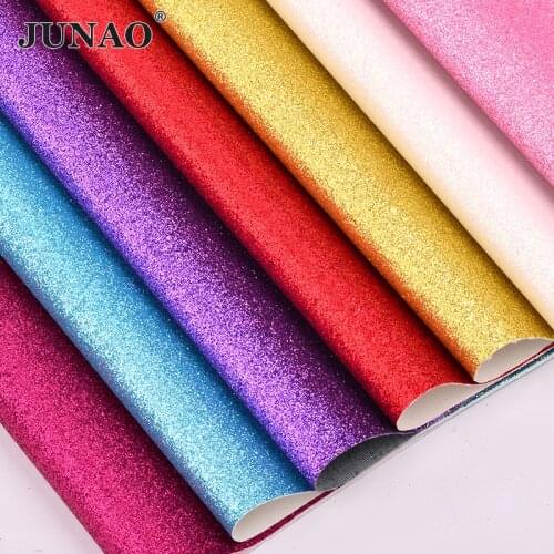 JUNAO 20*34cm Glitter Fabric Leatherette Faux Leather Fabric Sheets PU Leather Synthetic Leather for Clothes Shoes DIY Crafts