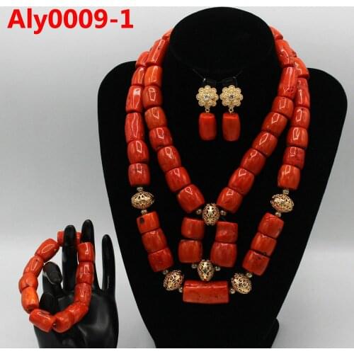 Beautiful Coral Beads Jewelry Set African Beads Jewelry Set Wedding Beads Jewelry Sets Nigerian Necklace Jewelry Aly0009-1