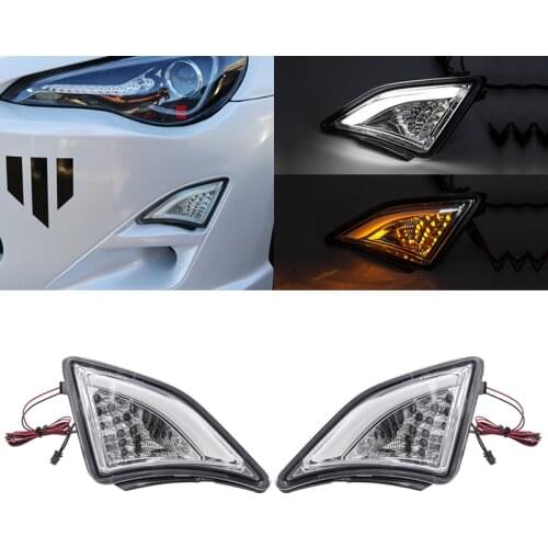 Fits For Toyota GT86 2013- Scion FR-S 2013- White/Amber Front Led Corner Lights Kit 2-in-1 DRL Running Position/Turn Signal Lamp