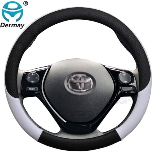 For Toyota Aygo 2005~2014 AB10 AB20 AB30 Car Steering Wheel Cover Leather Anti-slip 100% DERMAY Brand Auto Accessories