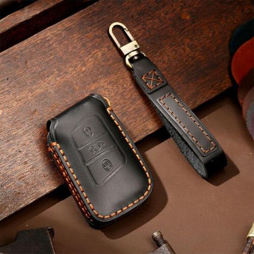 Leather Car Key Case Cover Holder For Volkswagen VW Passat B8 For Skoda Superb A7 KODIAQ 2016- 2020 Protector Cover Keychain