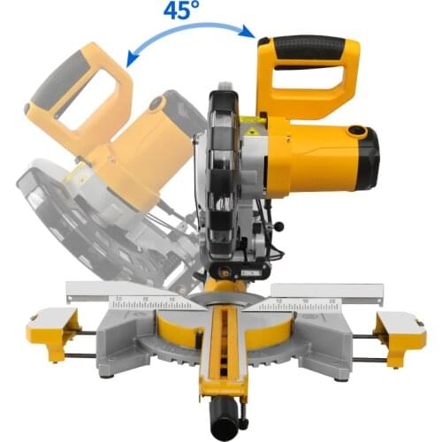 LUXTER 10-Inch Household Miter Saw 45-Degree Electric Woodworking Aluminum Cutting Machine Sliding Mitre Saw