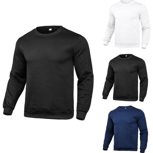 55# T Shirt Mens 2021 New Fashion Solid Color Pullover Round Neck Long Sleeve Sweater Top Autumn Spring Warm Tees Tops