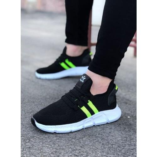 WG102 Black Gree Male Sports Shoes