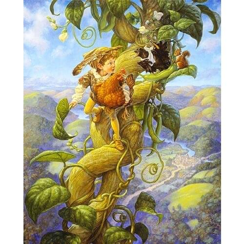 Jack And The Beanstalk Kid Embroidery Needlework Forest 14CT Counted Unprinted DIY Cross Stitch Kits Handmade Art Wall Decor